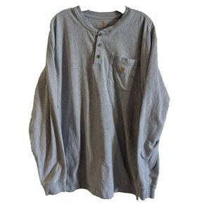 Carhartt T-Shirt Mens Large Tall Loose Fit Long Sleeve Pocket K126 Outdoor‎ Grey